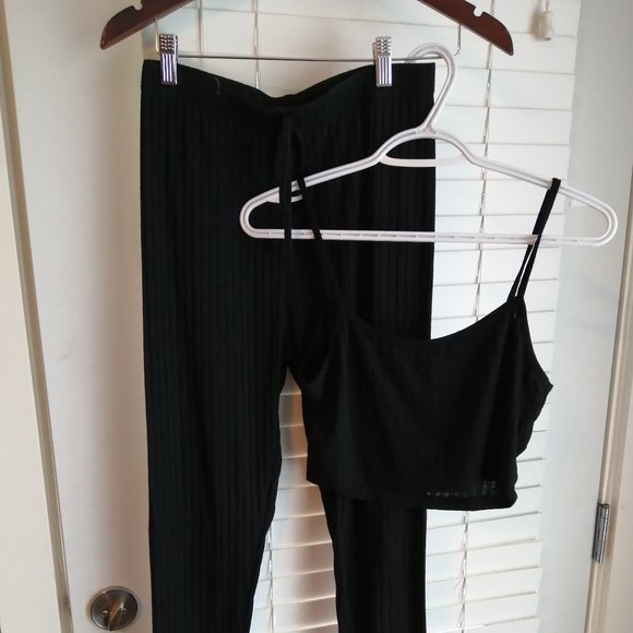 Black Matching Tank Top and Tights - Picture 1 of 3